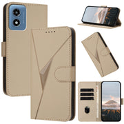 For Motorola Moto G Play 4G 2024 Triangle Pattern Buckle Clasp Leather Phone Case(Gold)