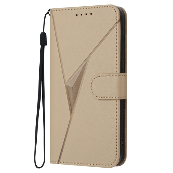 For Motorola Moto G Play 4G 2024 Triangle Pattern Buckle Clasp Leather Phone Case(Gold)