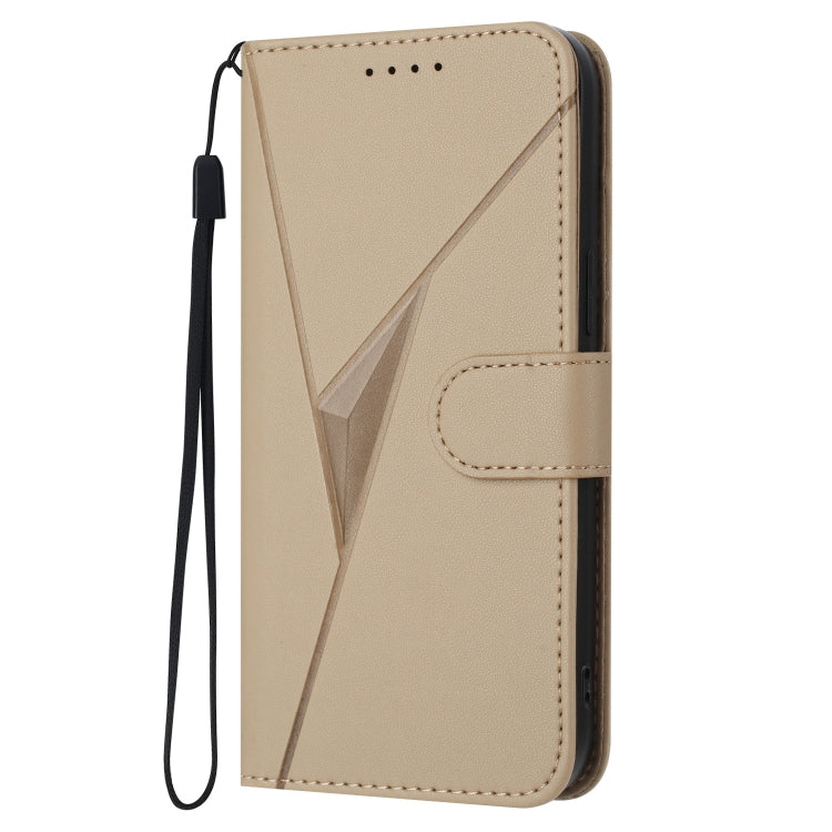 For Motorola Moto G Play 4G 2024 Triangle Pattern Buckle Clasp Leather Phone Case(Gold)