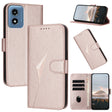 For Motorola Moto G Play 4G 2024 Triangle Pattern Buckle Clasp Leather Phone Case(Rose Gold) - free shipping - PMC Jewellery - Order now!