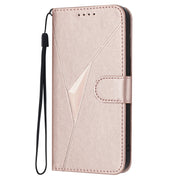 For Motorola Moto G Play 4G 2024 Triangle Pattern Buckle Clasp Leather Phone Case(Rose Gold)