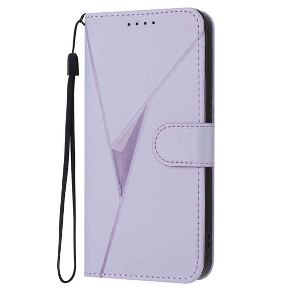 For Motorola Moto G Play 4G 2024 Triangle Pattern Buckle Clasp Leather Phone Case(Light Purple)