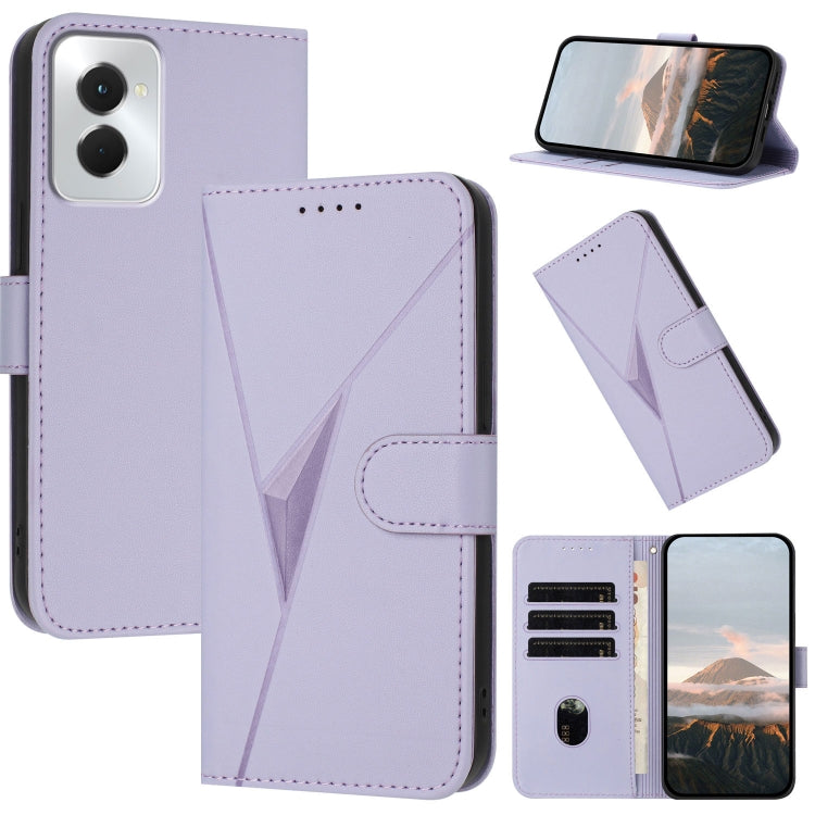 For Motorola Moto G Power 2024 Triangle Pattern Buckle Clasp Leather Phone Case(Light Purple) - Motorola Cases by PMC Jewellery | Online Shopping South Africa | PMC Jewellery | Buy Now Pay Later Mobicred