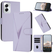For Motorola Moto G Power 2024 Triangle Pattern Buckle Clasp Leather Phone Case(Light Purple)