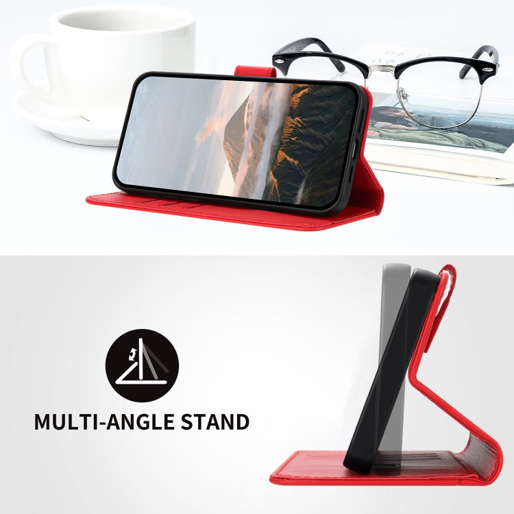 For Motorola Moto G Stylus 2024 Triangle Pattern Buckle Clasp Leather Phone Case(Red) - free shipping - PMC Jewellery - Order now!