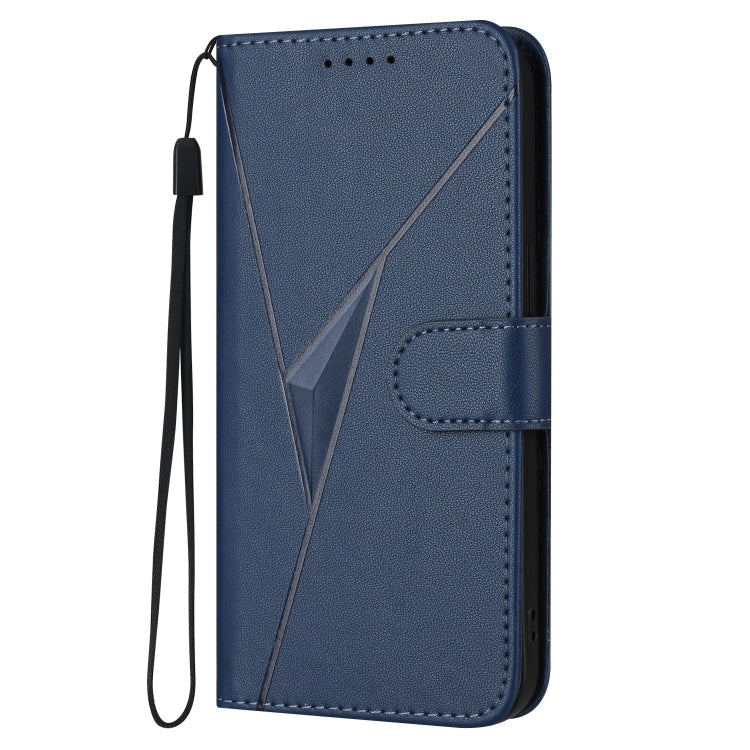 For Motorola Moto G Stylus 2024 Triangle Pattern Buckle Clasp Leather Phone Case(Royal Blue)