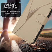 For Motorola Moto G Stylus 2024 Triangle Pattern Buckle Clasp Leather Phone Case(Gold)