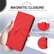 For Motorola Moto G 5G 2024 Triangle Pattern Buckle Clasp Leather Phone Case(Red)