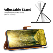 For Samsung Galaxy S25 5G Color Block Denim Texture Leather Phone Case(Dark Blue)