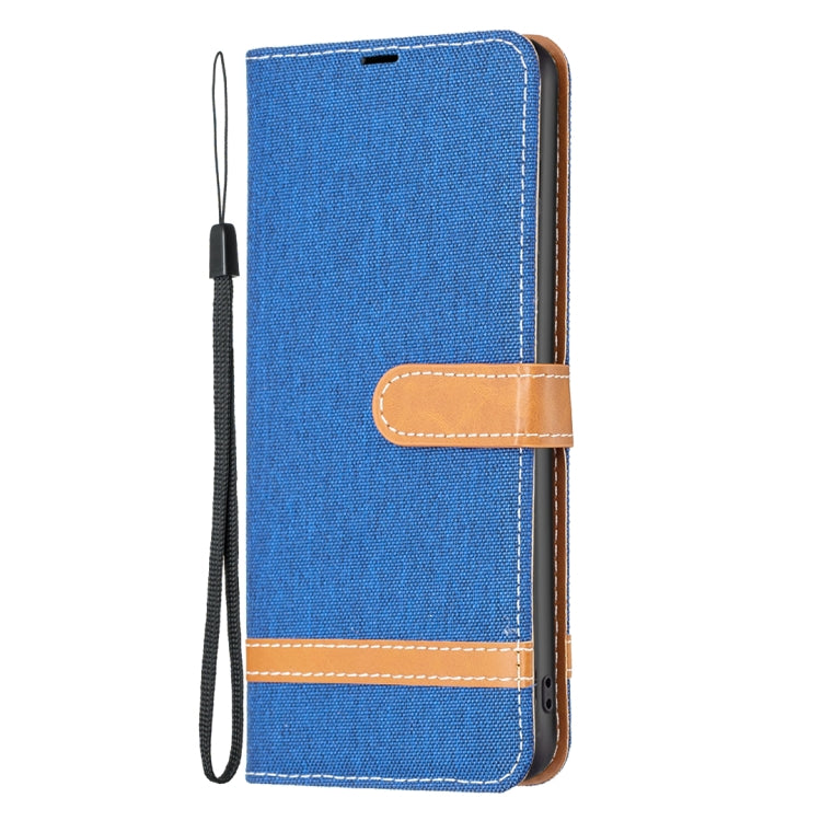For Samsung Galaxy S25+ 5G Color Block Denim Texture Leather Phone Case(Royal Blue)