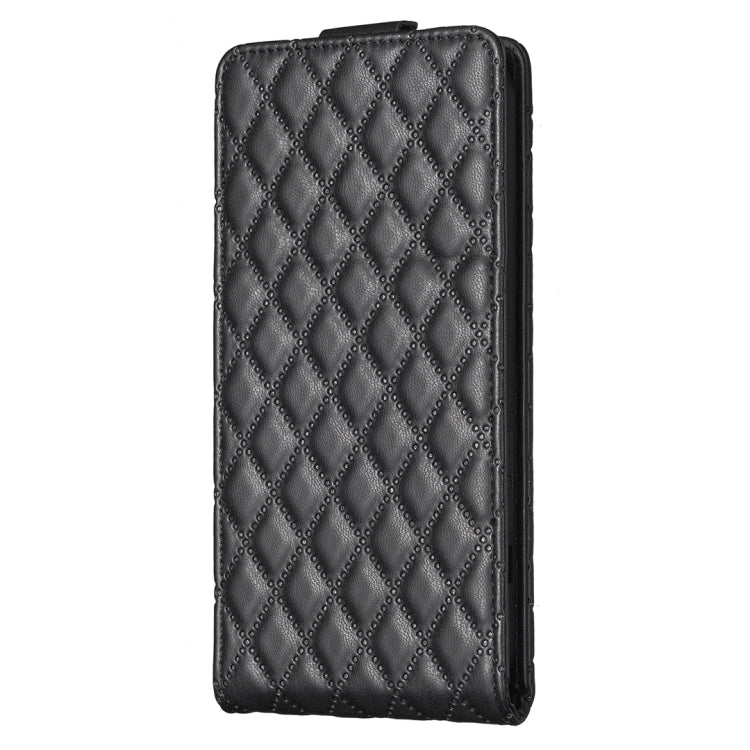 For Samsung Galaxy S25 5G Diamond Lattice Vertical Flip Leather Phone Case(Black) - Galaxy S25 5G Cases by PMC Jewellery | Online Shopping South Africa | PMC Jewellery | Buy Now Pay Later Mobicred