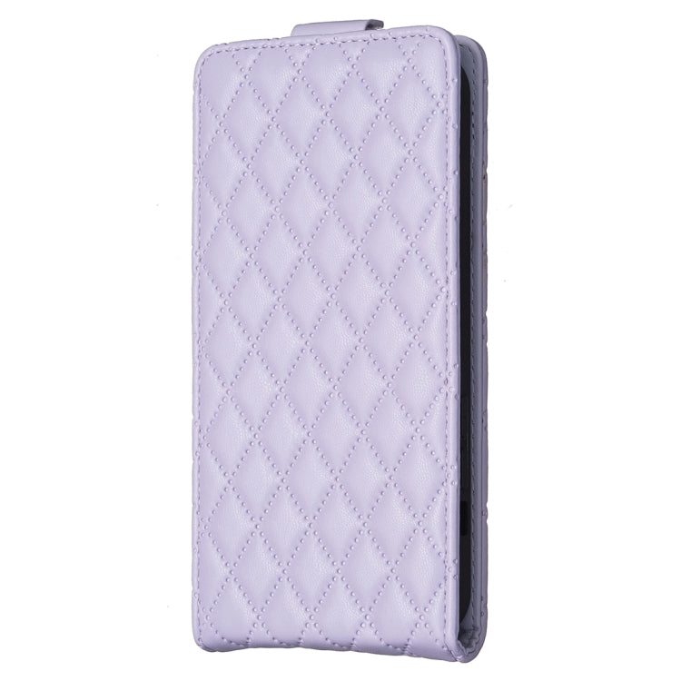 For Samsung Galaxy S25 5G Diamond Lattice Vertical Flip Leather Phone Case(Purple) - Galaxy S25 5G Cases by PMC Jewellery | Online Shopping South Africa | PMC Jewellery | Buy Now Pay Later Mobicred