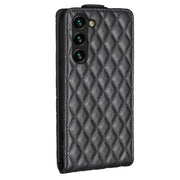 For Samsung Galaxy S25+ 5G Diamond Lattice Vertical Flip Leather Phone Case(Black)