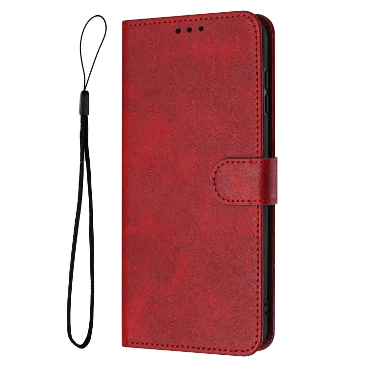For Samsung Galaxy S25 / S24 5G Solid Calf Texture Flip Leather Phone Case(Red)