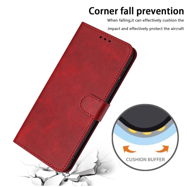 For Samsung Galaxy S25 / S24 5G Solid Calf Texture Flip Leather Phone Case(Red)