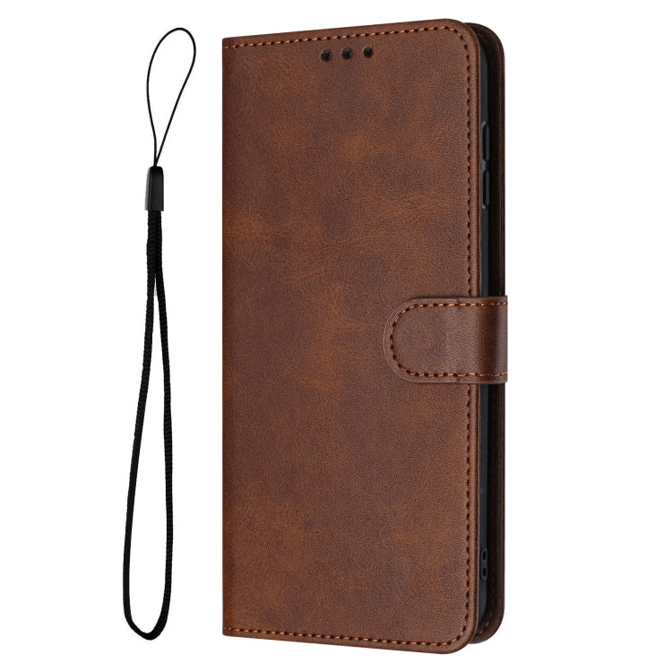 For Samsung Galaxy S25 / S24 5G Solid Calf Texture Flip Leather Phone Case(Brown)