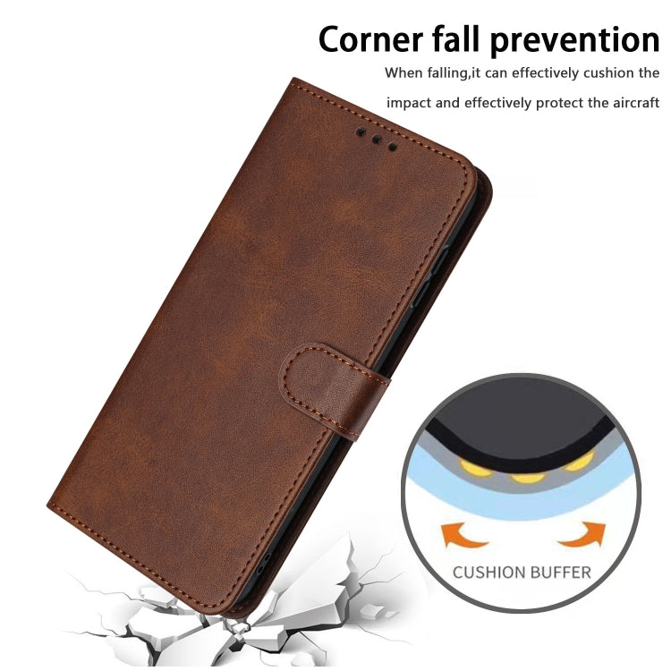 For Samsung Galaxy S25 / S24 5G Solid Calf Texture Flip Leather Phone Case(Brown) - Galaxy S25 5G Cases by PMC TechLife | Online Shopping South Africa | PMC TechLife | Buy Now Pay Later Mobicred