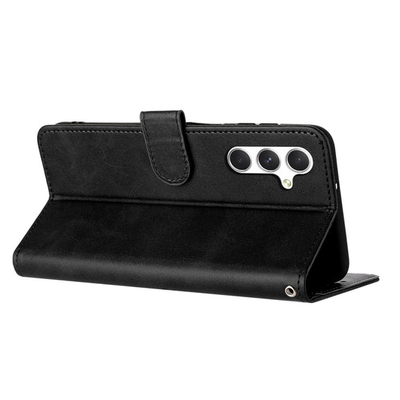 For Samsung Galaxy S25 / S24 5G Solid Calf Texture Flip Leather Phone Case(Black)