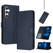 For Samsung Galaxy S25 / S24 5G Solid Calf Texture Flip Leather Phone Case(Dark Blue)