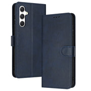 For Samsung Galaxy S25 / S24 5G Solid Calf Texture Flip Leather Phone Case(Dark Blue)