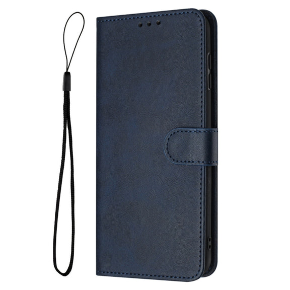 For Samsung Galaxy S25 / S24 5G Solid Calf Texture Flip Leather Phone Case(Dark Blue)
