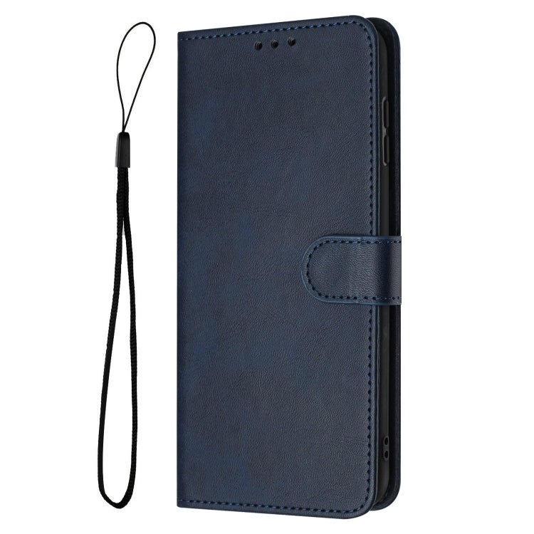 For Samsung Galaxy S25 / S24 5G Solid Calf Texture Flip Leather Phone Case(Dark Blue)