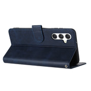 For Samsung Galaxy S25 / S24 5G Solid Calf Texture Flip Leather Phone Case(Dark Blue)
