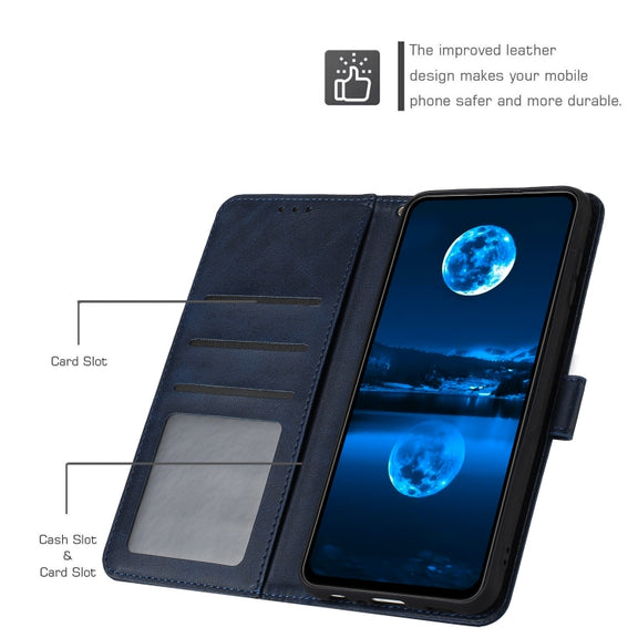 For Samsung Galaxy S25 / S24 5G Solid Calf Texture Flip Leather Phone Case(Dark Blue)