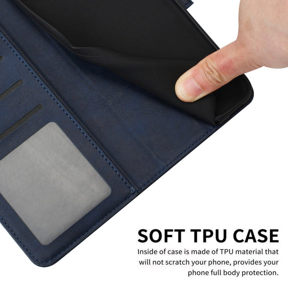 For Samsung Galaxy S25 / S24 5G Solid Calf Texture Flip Leather Phone Case(Dark Blue)