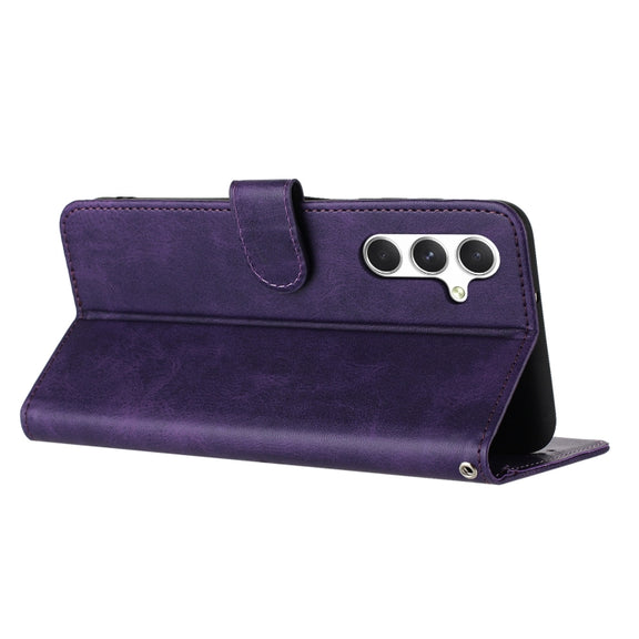 For Samsung Galaxy S25 / S24 5G Solid Calf Texture Flip Leather Phone Case(Purple)