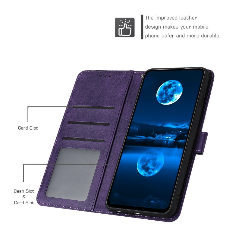 For Samsung Galaxy S25 / S24 5G Solid Calf Texture Flip Leather Phone Case(Purple)