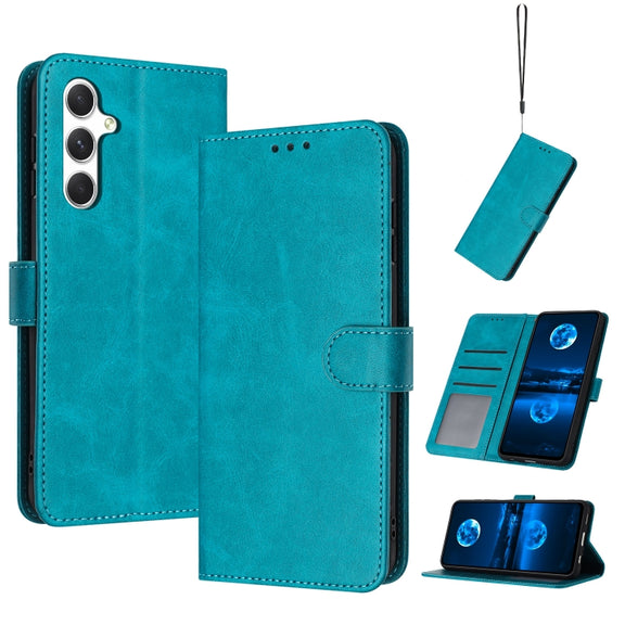 For Samsung Galaxy S25+ / S24+ 5G Solid Calf Texture Flip Leather Phone Case(Green)