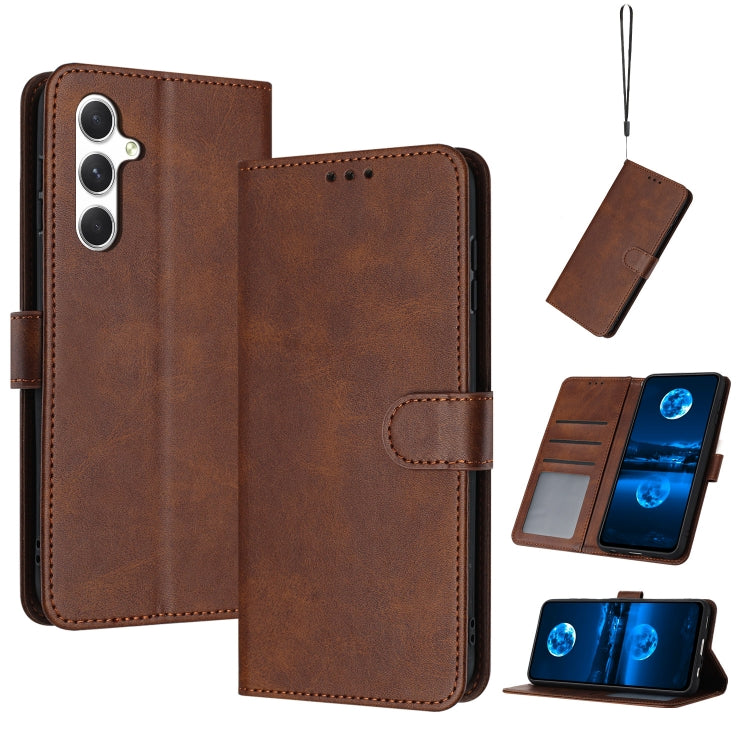 For Samsung Galaxy S25+ / S24+ 5G Solid Calf Texture Flip Leather Phone Case(Brown) - Galaxy S25+ 5G Cases by PMC TechLife | Online Shopping South Africa | PMC TechLife | Buy Now Pay Later Mobicred