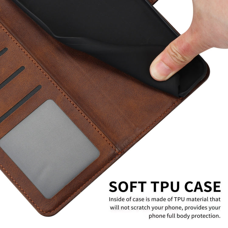 For Samsung Galaxy S25+ / S24+ 5G Solid Calf Texture Flip Leather Phone Case(Brown)