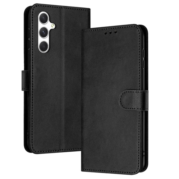 For Samsung Galaxy S25+ / S24+ 5G Solid Calf Texture Flip Leather Phone Case(Black)