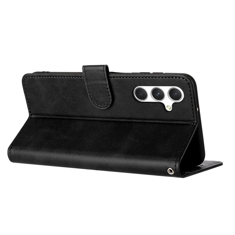 For Samsung Galaxy S25+ / S24+ 5G Solid Calf Texture Flip Leather Phone Case(Black)