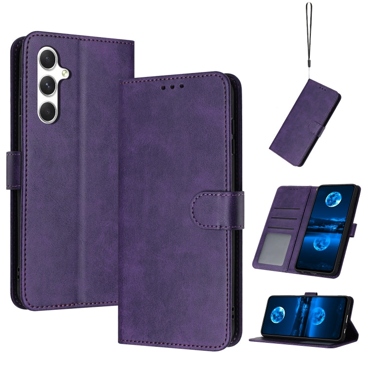 For Samsung Galaxy S25+ / S24+ 5G Solid Calf Texture Flip Leather Phone Case(Purple) - Galaxy S25+ 5G Cases by PMC TechLife | Online Shopping South Africa | PMC TechLife | Buy Now Pay Later Mobicred