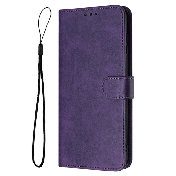 For Samsung Galaxy S25+ / S24+ 5G Solid Calf Texture Flip Leather Phone Case(Purple)