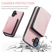 For iPhone 16 Plus JEEHOOD J02 Magnetic Zipper Horizontal Flip Leather Phone Case(Pink)