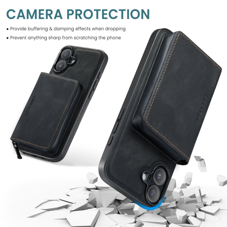 For iPhone 16 Plus JEEHOOD J02 Magnetic Zipper Horizontal Flip Leather Phone Case(Black) - free shipping - PMC Jewellery - Order now!