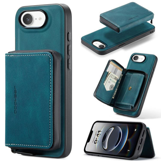 For iPhone 16e JEEHOOD J02 Magnetic Zipper Horizontal Flip Leather Phone Case(Blue) - free shipping - PMC Jewellery - Order now!