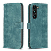 For Samsung Galaxy S25 5G Plaid Embossed Leather Phone Case(Green)