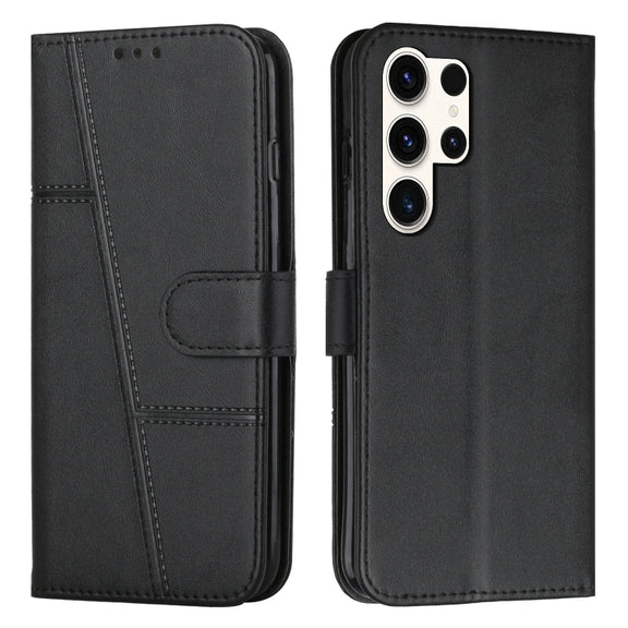 For Samsung Galaxy S25 Ultra 5G Stitching Calf Texture Buckle Leather Phone Case(Black)