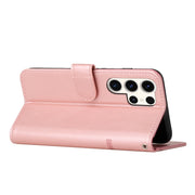 For Samsung Galaxy S25 Ultra 5G Stitching Calf Texture Buckle Leather Phone Case(Rose Gold)