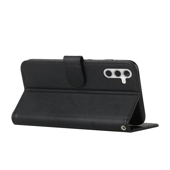For Samsung Galaxy S25 / S24 5G Stitching Calf Texture Buckle Leather Phone Case(Black)