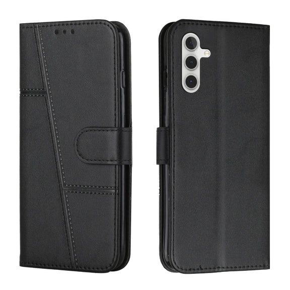 For Samsung Galaxy S25+ / S24+ 5G Stitching Calf Texture Buckle Leather Phone Case(Black)