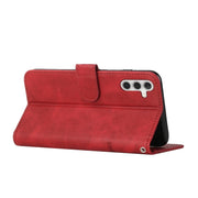 For Samsung Galaxy S25+ / S24+ 5G Stitching Calf Texture Buckle Leather Phone Case(Red)