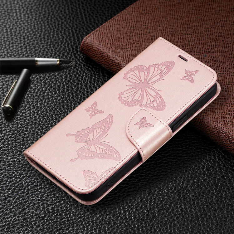 For Samsung Galaxy S25 5G Embossing Two Butterflies Pattern Leather Phone Case(Rose Gold) - Galaxy S25 5G Cases by PMC Jewellery | Online Shopping South Africa | PMC Jewellery | Buy Now Pay Later Mobicred