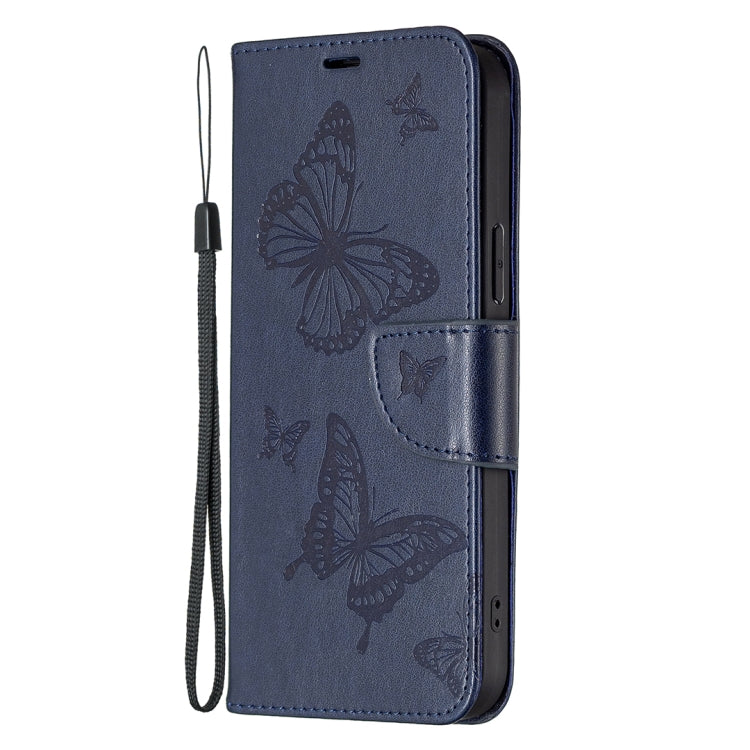 For Samsung Galaxy S25 5G Embossing Two Butterflies Pattern Leather Phone Case(Blue) - Galaxy S25 5G Cases by PMC Jewellery | Online Shopping South Africa | PMC Jewellery | Buy Now Pay Later Mobicred