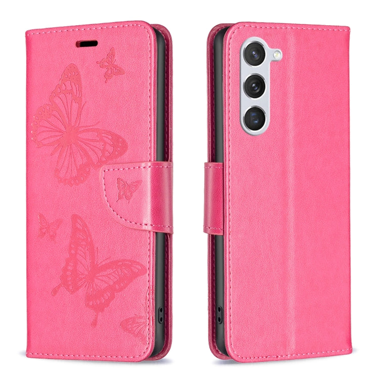 For Samsung Galaxy S25 5G Embossing Two Butterflies Pattern Leather Phone Case(Rose Red) - Galaxy S25 5G Cases by PMC Jewellery | Online Shopping South Africa | PMC Jewellery | Buy Now Pay Later Mobicred
